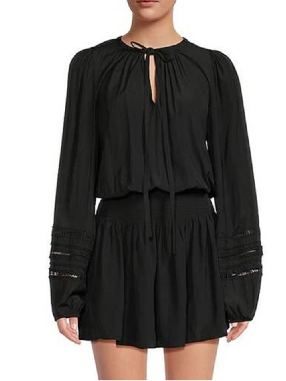 Ramy Brook Black Tie-Neck Mini Dress